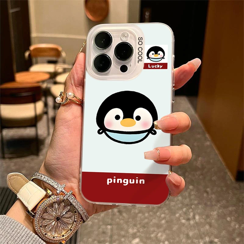 可爱企鹅头像适用苹果16/15手机壳iphone14Promax元气13软胶12/11