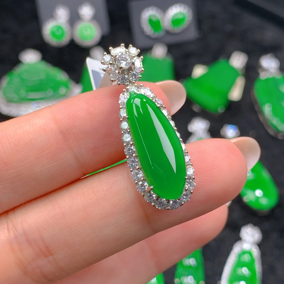 翡翠银S925镶嵌吊坠(不含链)