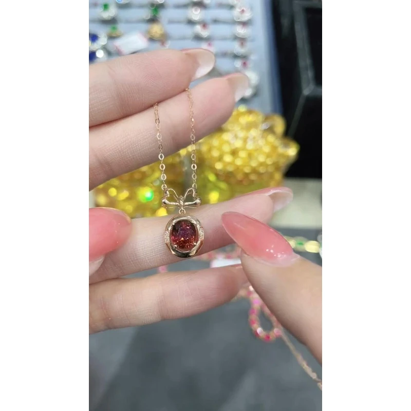 18K金镶嵌碧玺项链