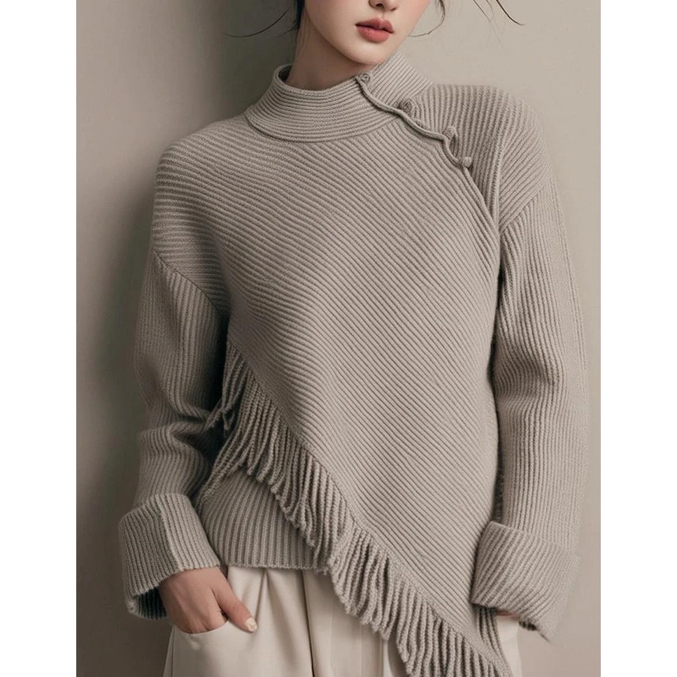 新中式女装国风复古针织毛衣高级感内搭打底上衣女款2024新款冬季