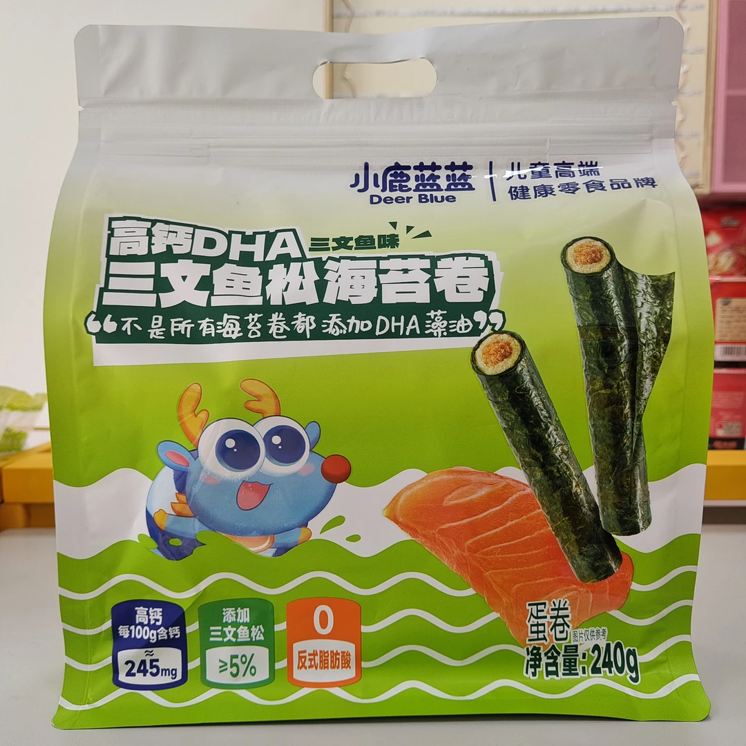 小鹿蓝蓝高钙DHA三文鱼松海苔卷240g三文鱼味健康