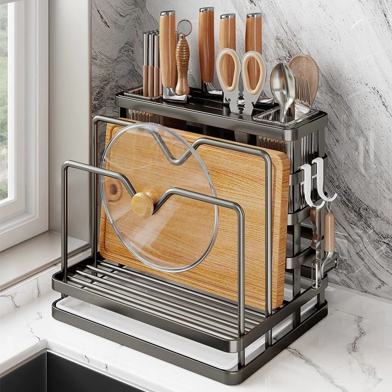 厨房刀架筷子笼置物架家用多功能砧板架放菜板刀具一体收纳架TAH