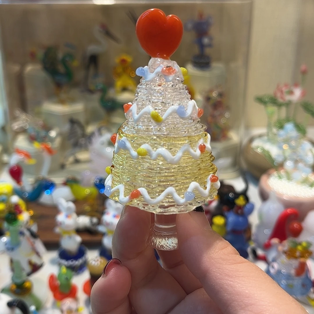 琉璃手工艺品粉金爱心