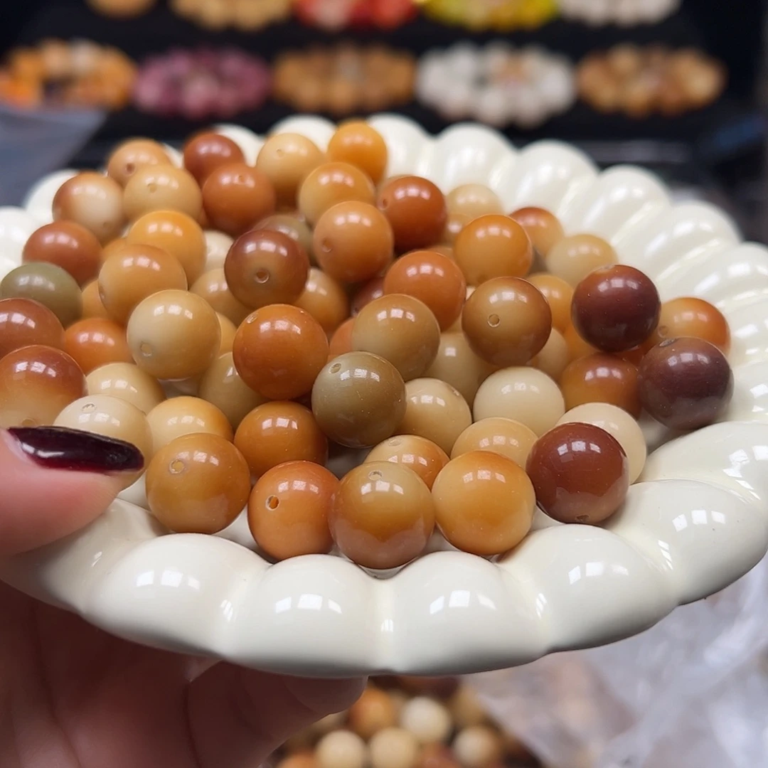 菩提根/象牙果手串卡14非料炭烧圆45颗