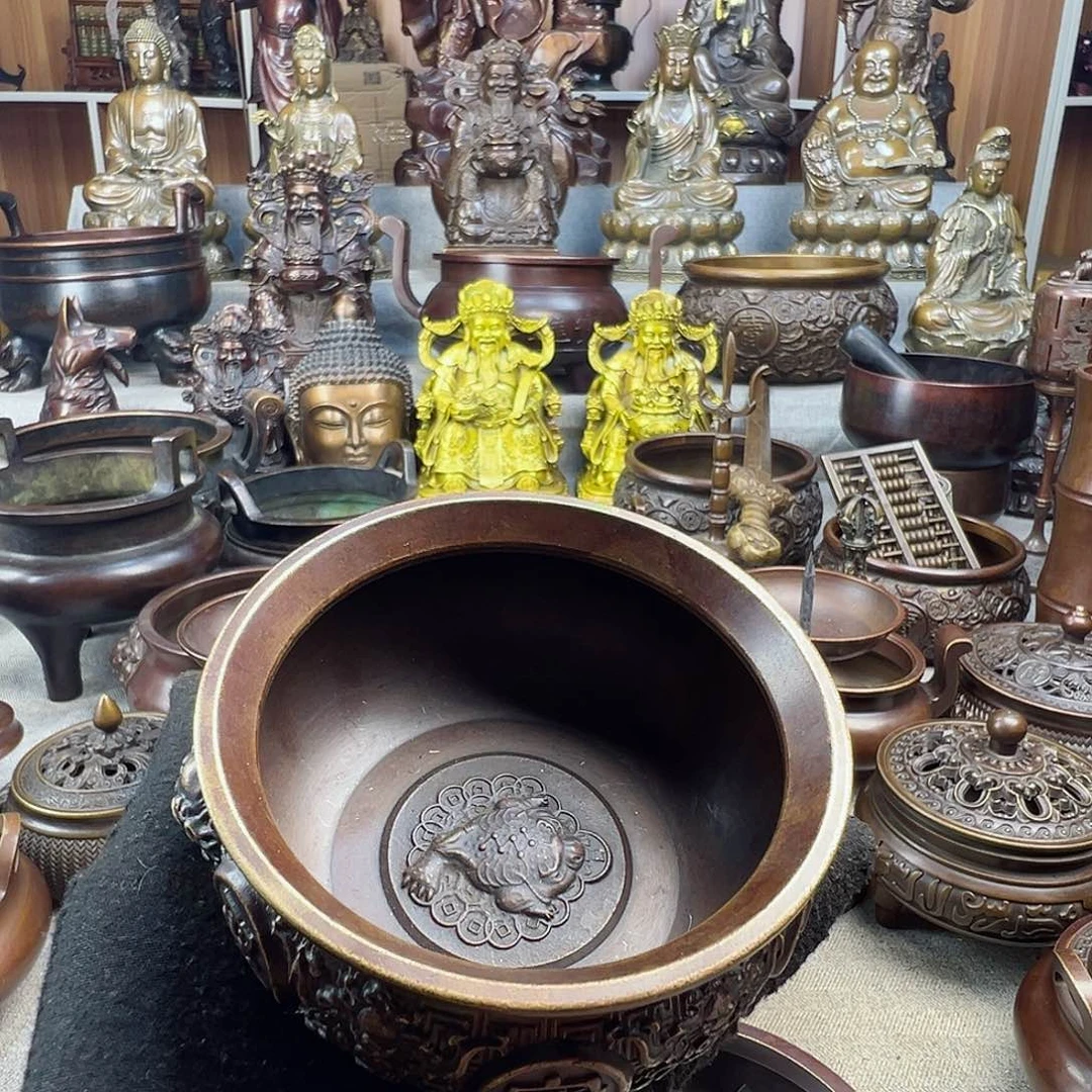 铜香炉聚宝盆铜工艺品风水摆件