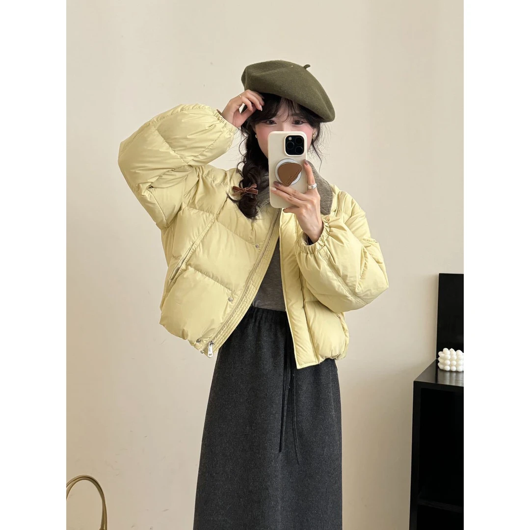 2025冬季新款羽绒服女灯芯绒翻领小个子面包服