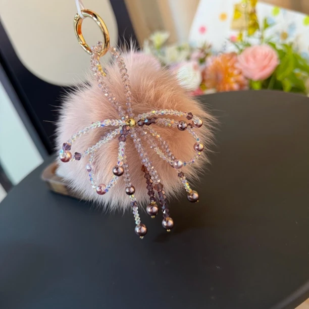 6523雾粉蝴蝶结原创手机链