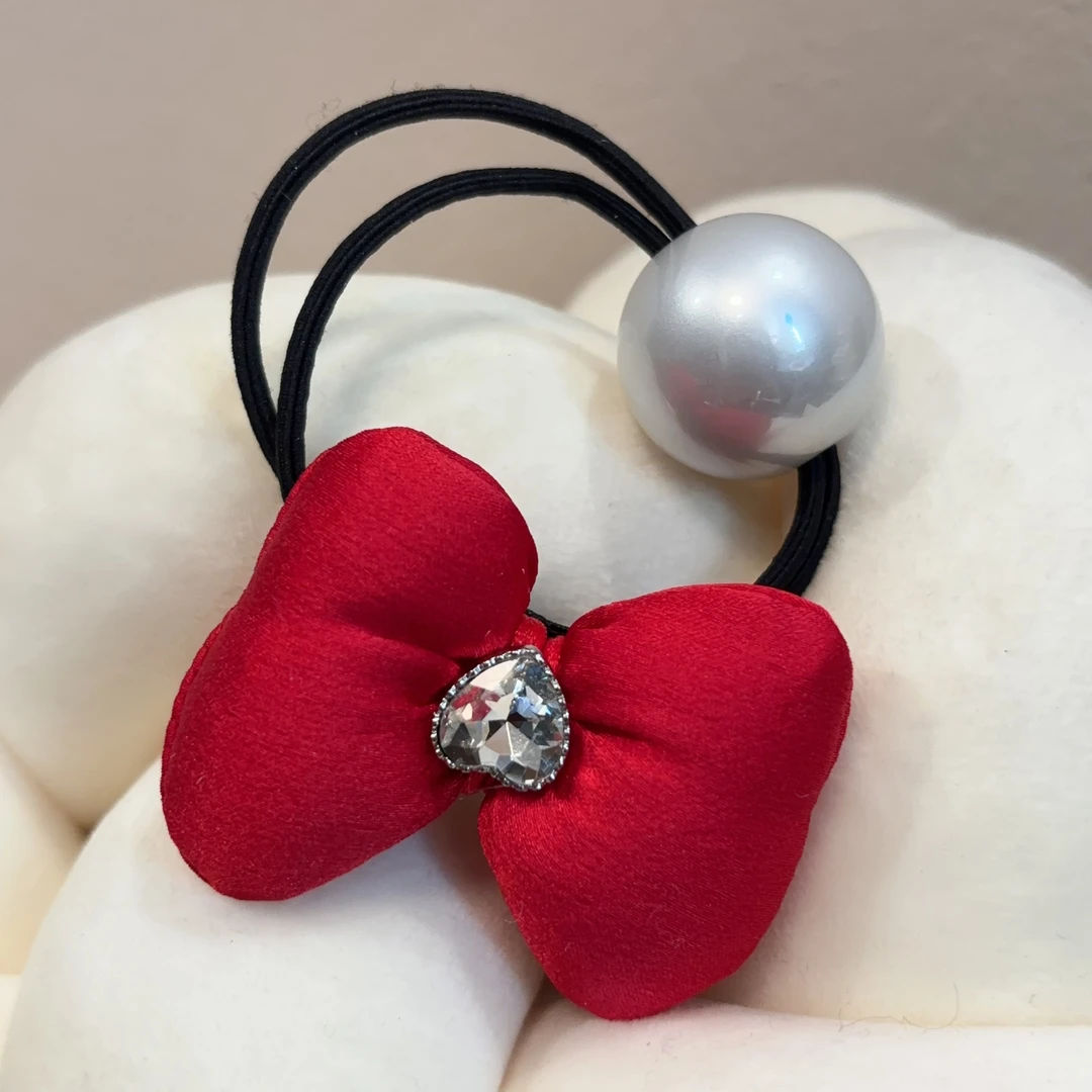 设计款蝴蝶结珠珠发圈T143