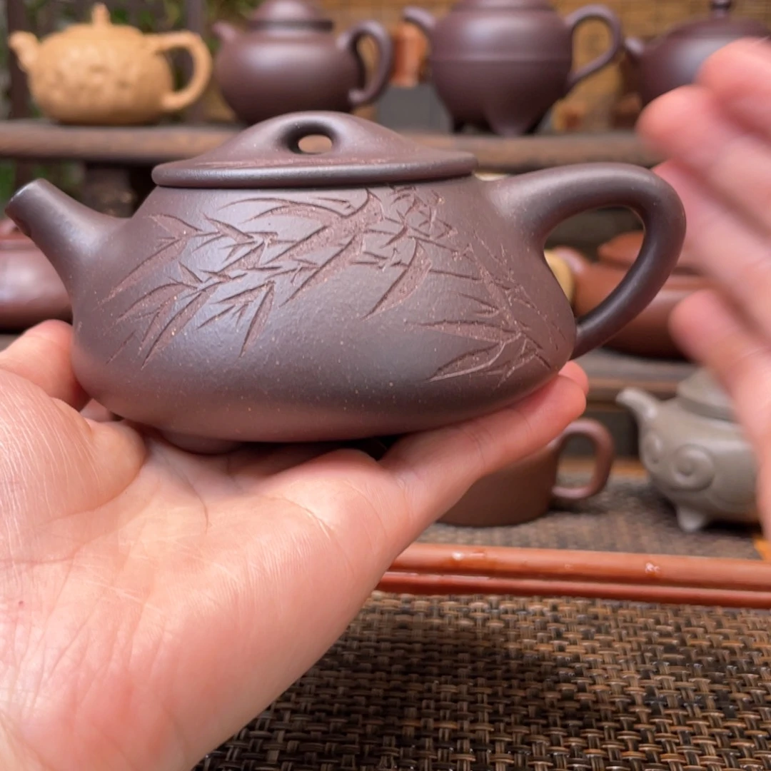 青***草茶壶紫砂宜兴原矿紫砂手工制240