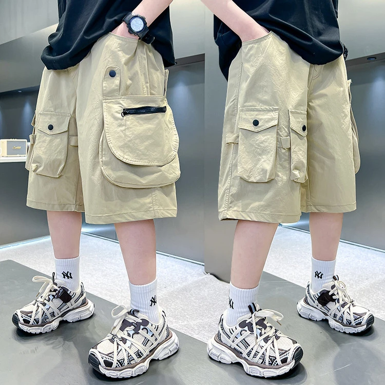 男童工装短裤夏季薄款中大童拉链时髦痞帅潮酷儿童休闲青少年中裤