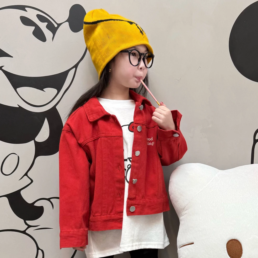 大金定制欧若风早春新款男女童洋气红色时髦韩系春款原胚红色外套