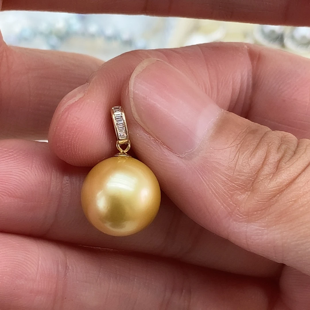 吊坠(不含链)18K金镶嵌海水珍珠