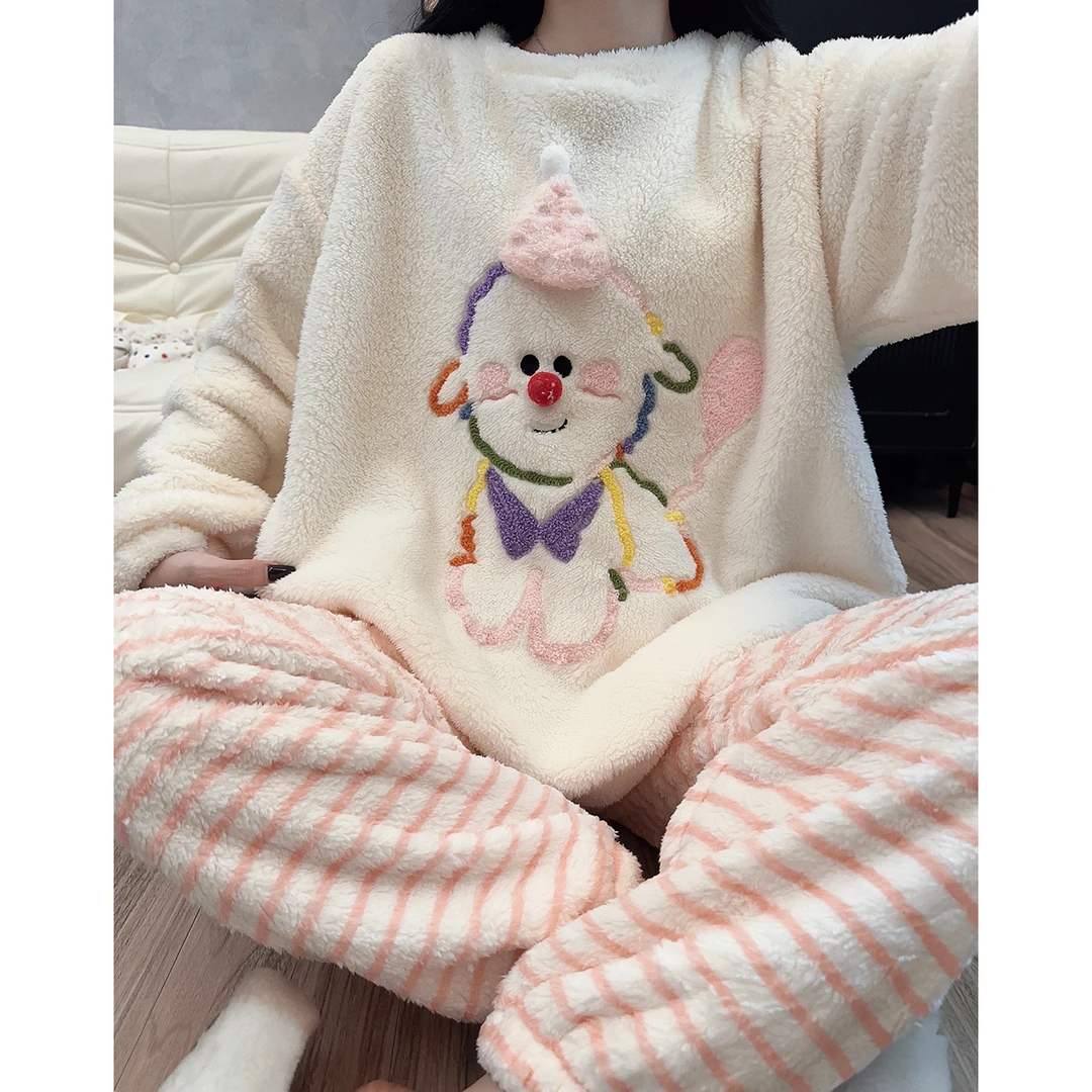 【长毛绒】软糯睡衣女款冬季加厚套装秋冬甜美少女保暖法兰绒家居服