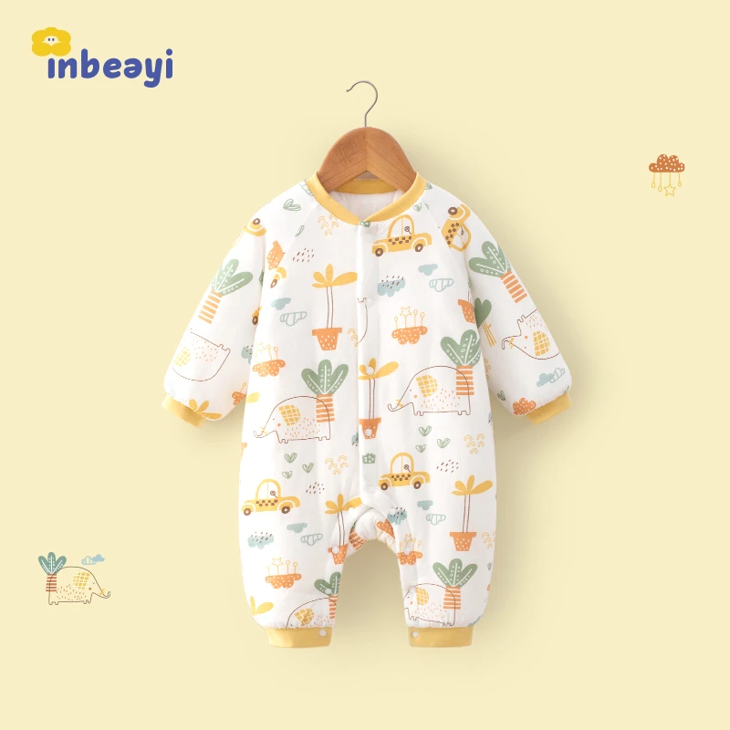 婴儿棉服连体衣夹棉秋冬季套装新生儿棉衣服宝宝保暖哈衣加厚冬装