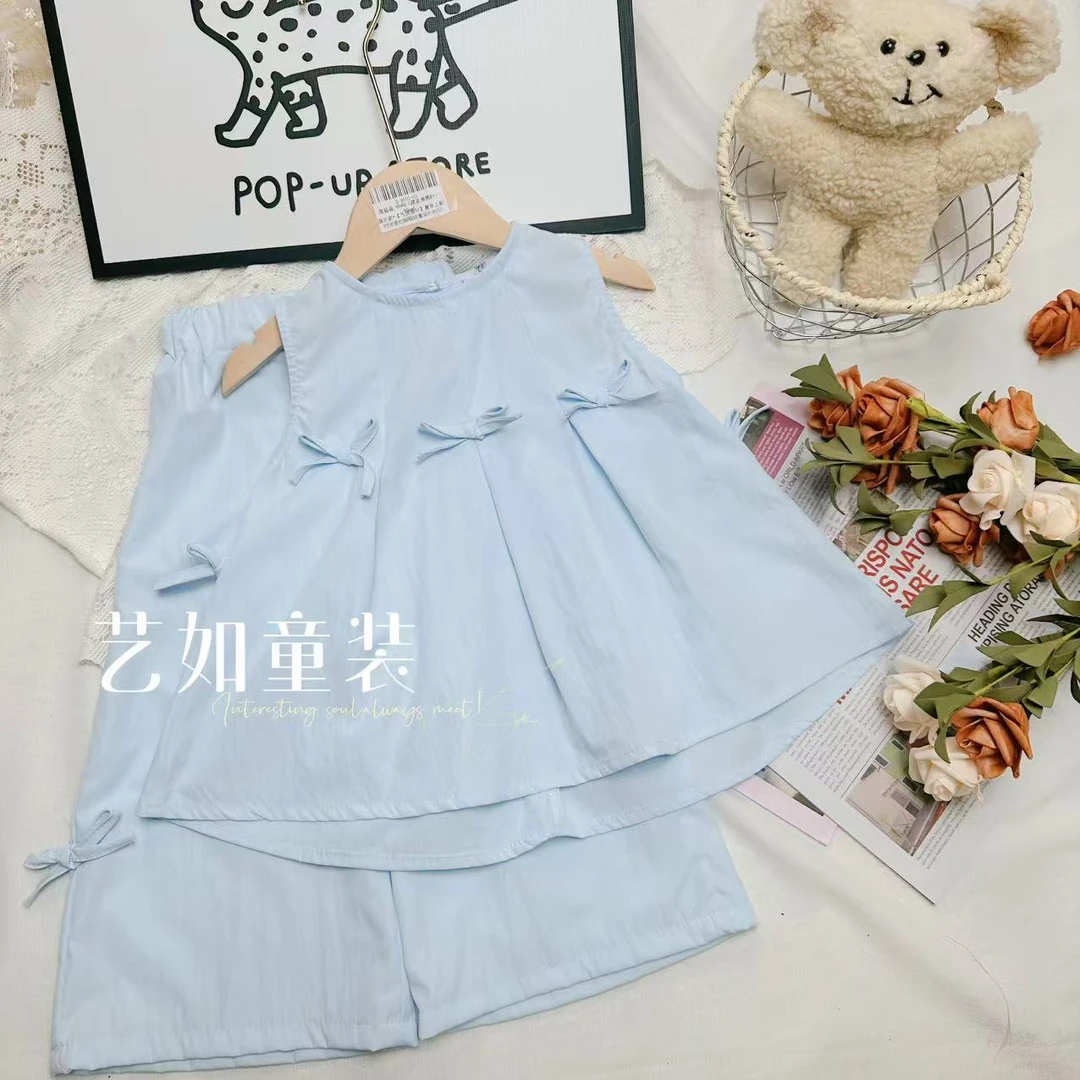 番茄家*【气质满分】夏季上新时尚简约蝴蝶结套装D-W552