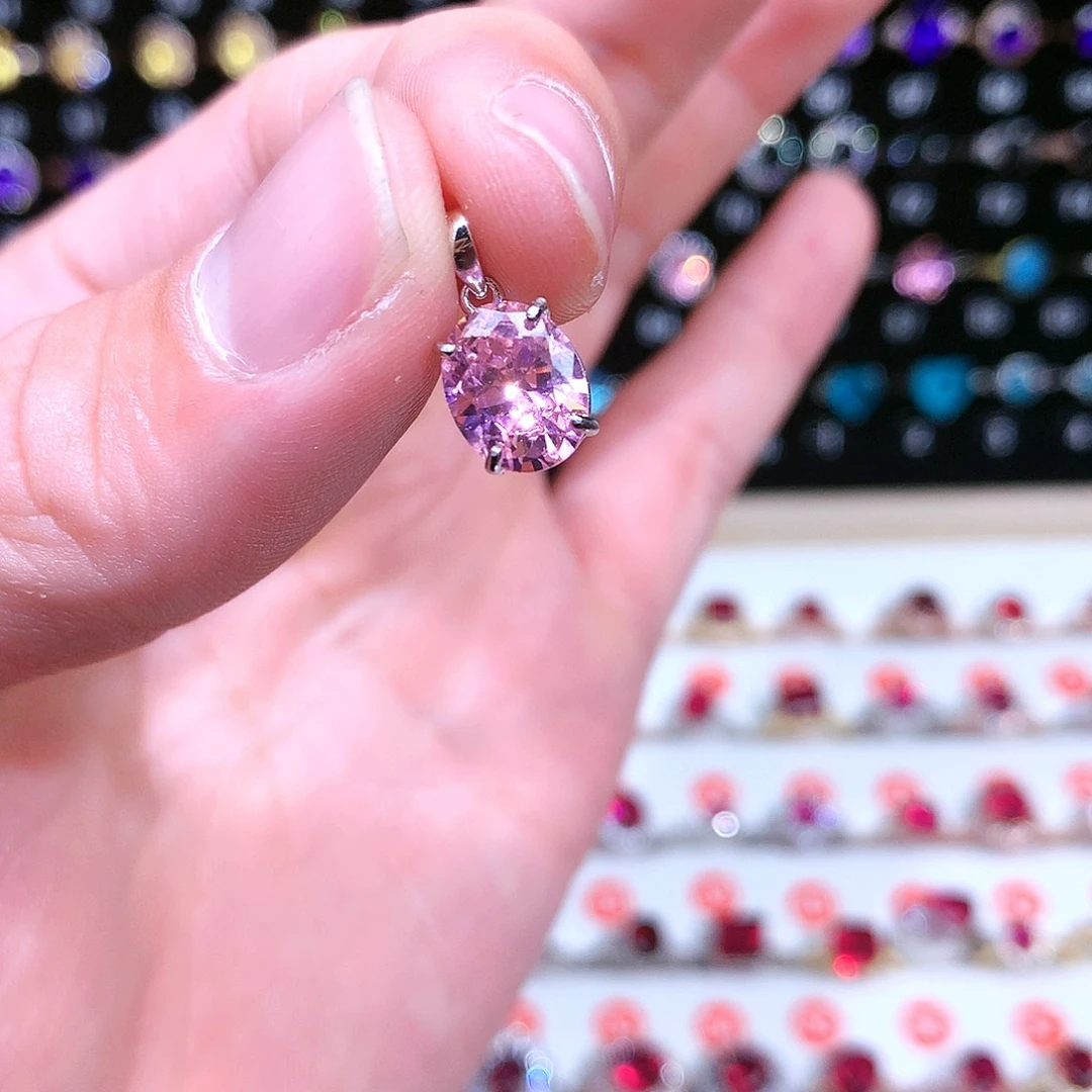 蓝宝石吊坠(赠链)银S925镶嵌