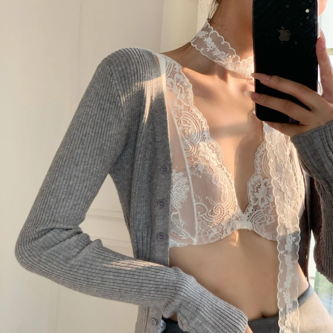 秋季性感蕾丝内衣小胸聚拢防下垂收副乳内搭吊带叠穿白色文胸罩