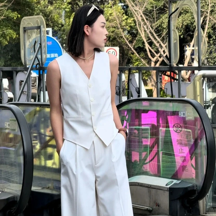 AMASS阿玛施春夏时尚复古气质休闲通勤纯色西装马甲女士5400870
