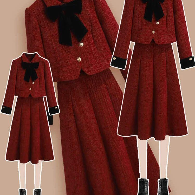 喜庆衣服女时尚修身春秋季2025年新款高端小香风套装裙两件套装