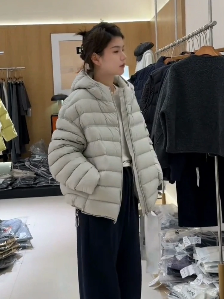 韩版泡芙排骨羽绒服女短款2025秋冬新款连帽白鸭绒保暖显瘦外套潮
