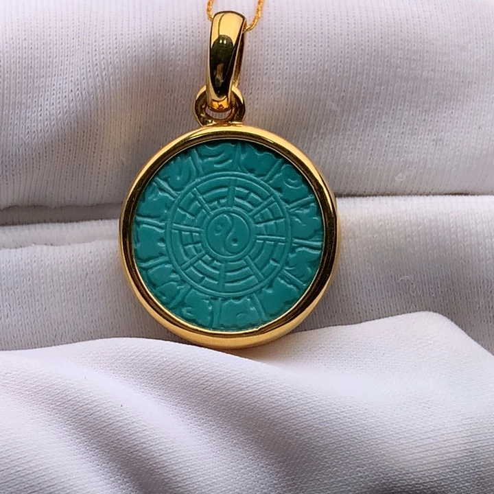 绿松石18K金镶嵌珠宝奇石