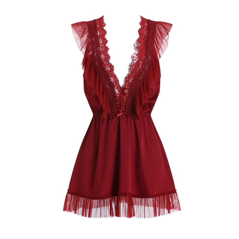 新款性感内衣蕾丝吊带睡衣套装冰丝睡裙时尚家居服