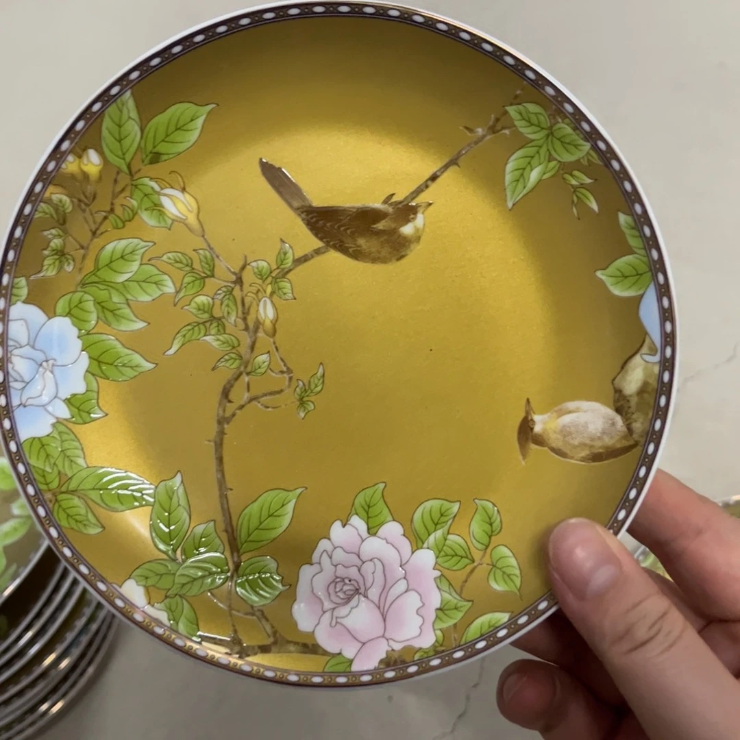 瓷片大瑕变色琴瑟和鸣骨碟6寸6个666666