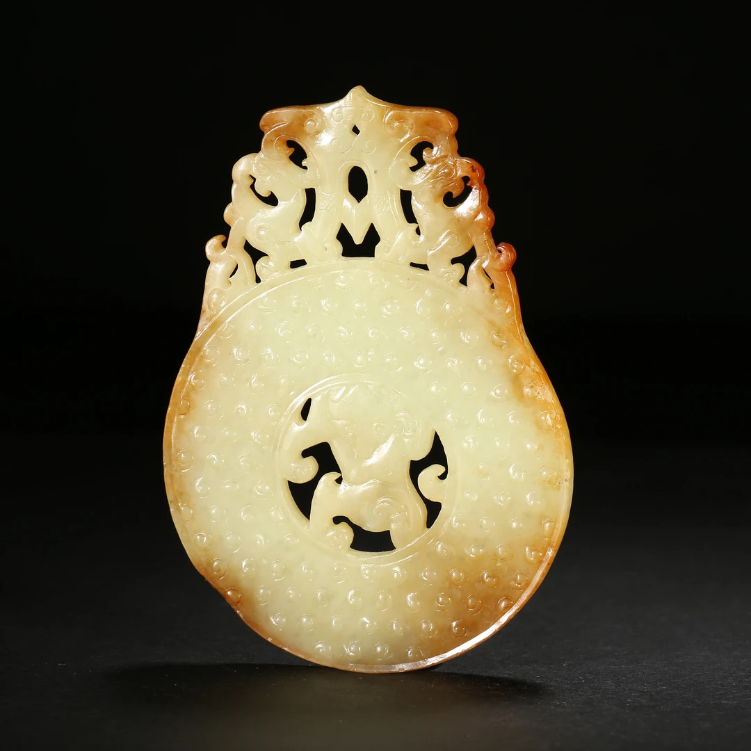 明代*凤纹出廓谷纹玉璧/01SW0266/和田玉【北京文博】