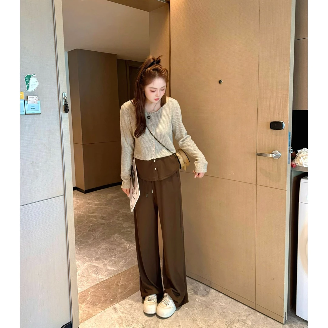 楠序【西雅图套装】源子微胖女装 2025年秋复古美式时尚套装YZ37237