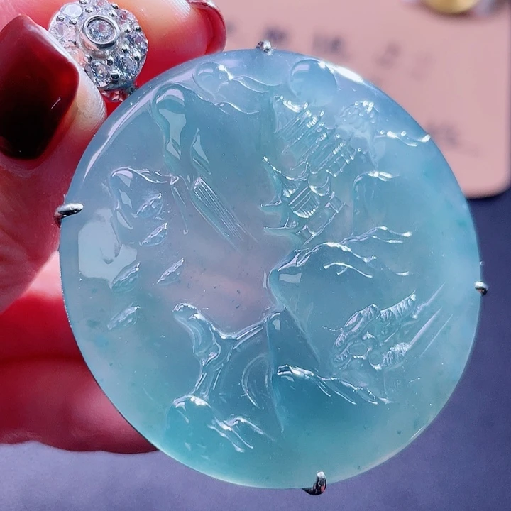 翡翠吊坠(不含链)银S925镶嵌