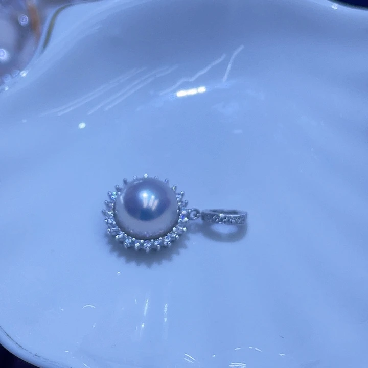 淡水珍珠吊坠(不含链)银S925镶嵌冰*