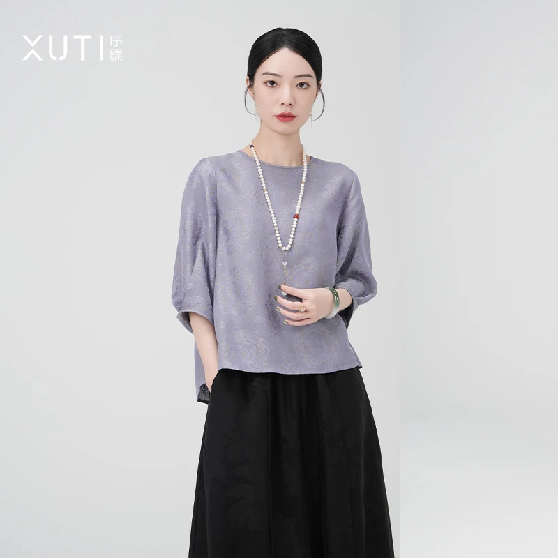序缇春夏新款国风新中式四经绞罗非遗桑蚕丝上衣J37-12795