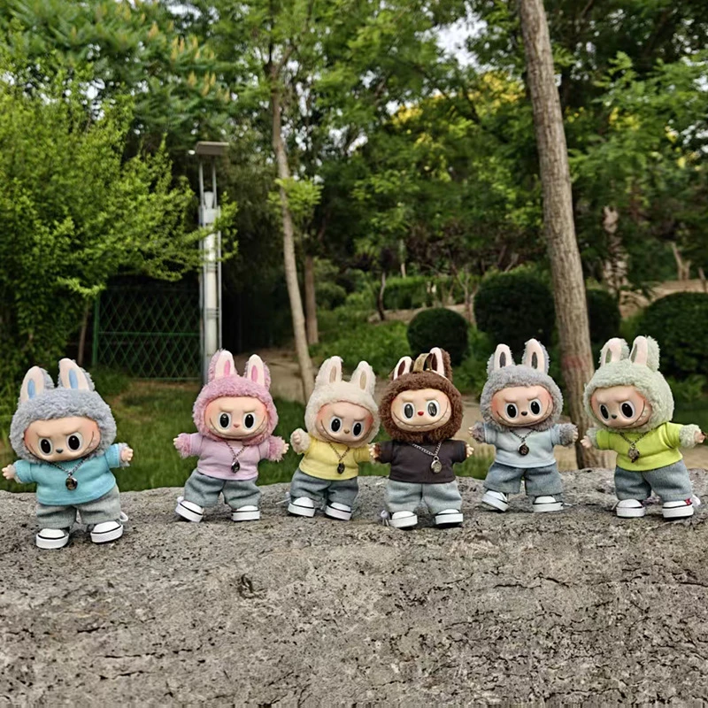 labubu坐坐派对娃衣一二三代盲盒用马卡龙娃衣拉布布衣服毛绒搪胶