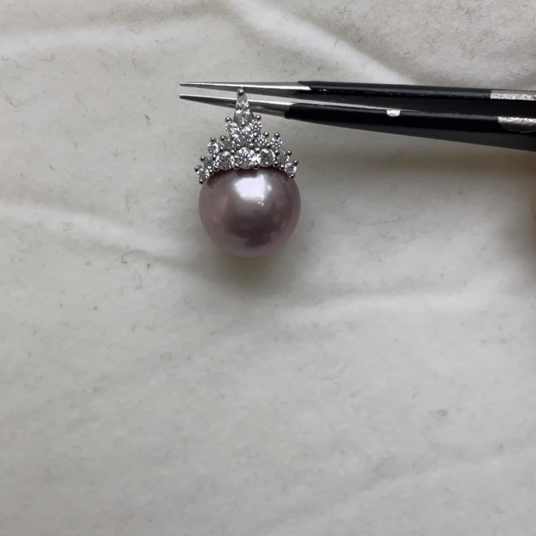 淡水珍珠银S925镶嵌吊坠(不含链)