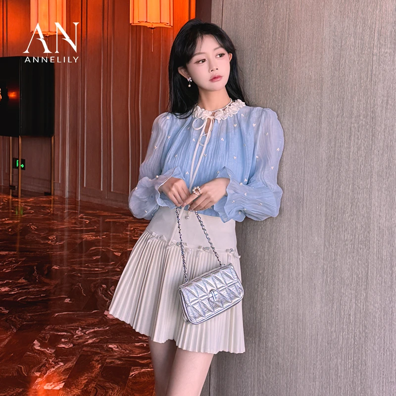 ANNELILY【小愿】新款设计感精致轻奢百搭长袖衬衫AC2502024