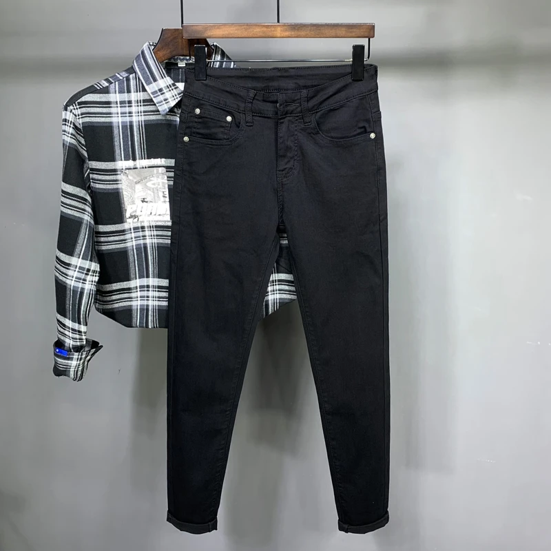 DeweLvum！!匠心制作！一眼就爱上!新款弹力修身小脚九分牛仔裤男潮