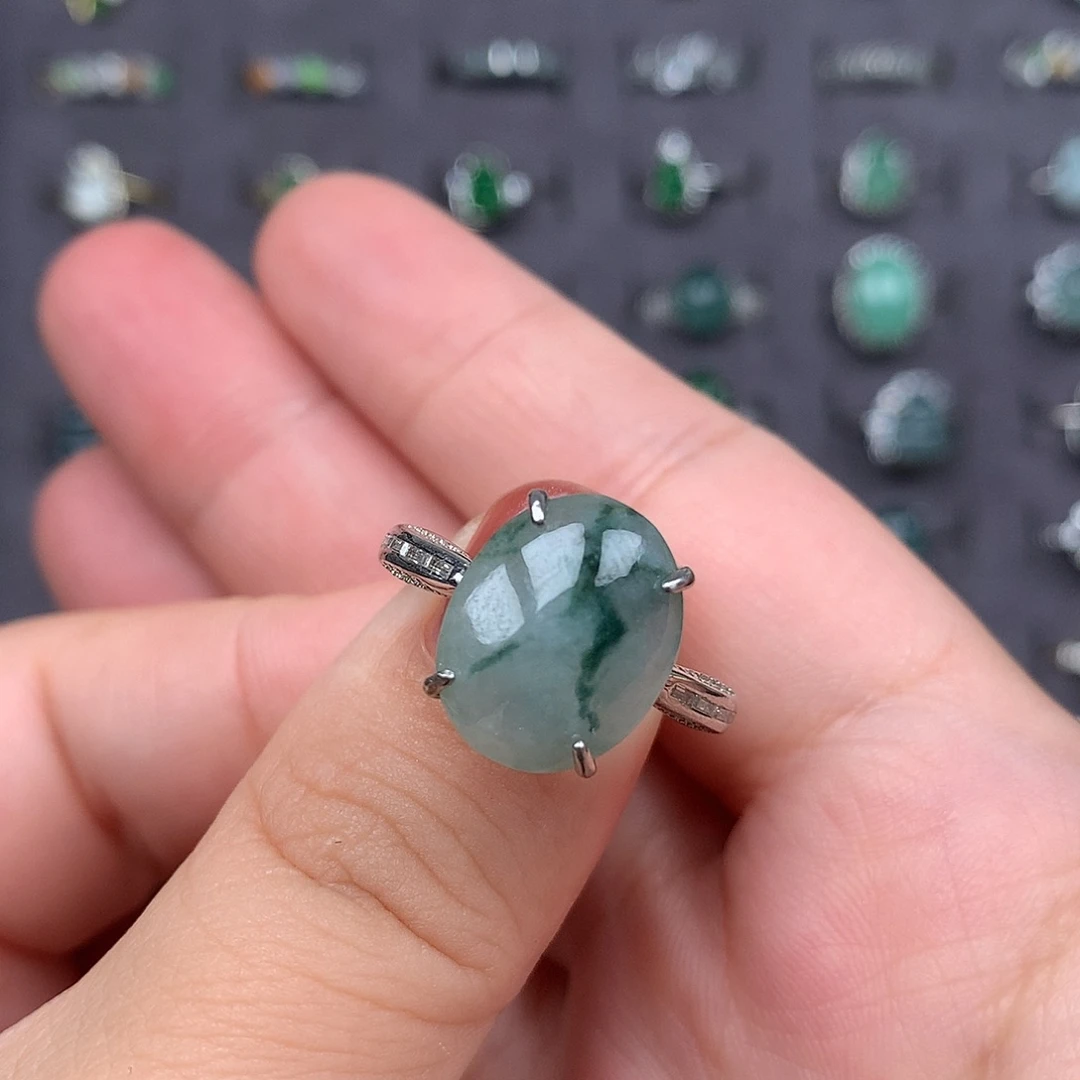 银S925镶嵌戒指翡翠