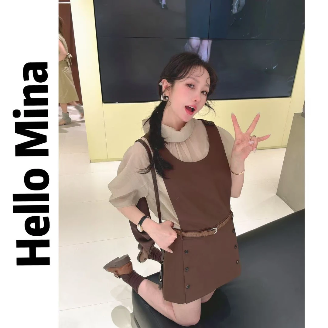 5116东大门显瘦百搭背带背心裙“含腰带”