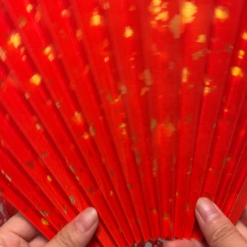 扇子周边苏工单面红撒金扇面