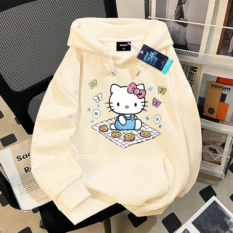 女童卡通秋冬季新款连帽卫衣凯蒂猫印花时髦可爱风中大童上衣服潮