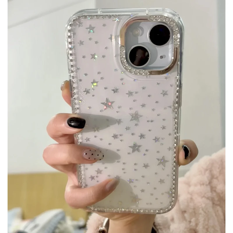 BANCA镭射星星闪钻壳适用iPhone16/15promax手机壳苹果14高颜值13
