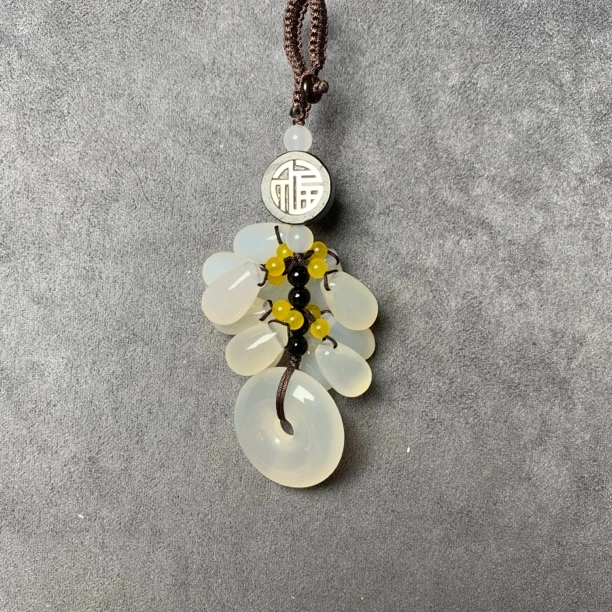 天然玛瑙玉石水滴平安扣车钥匙挂