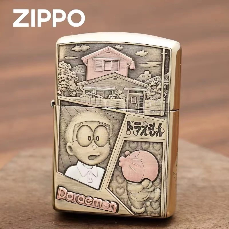 zippo打火机哆啦A梦铜盔甲3D浮雕正品男士可爱经典防风礼物DYJ1