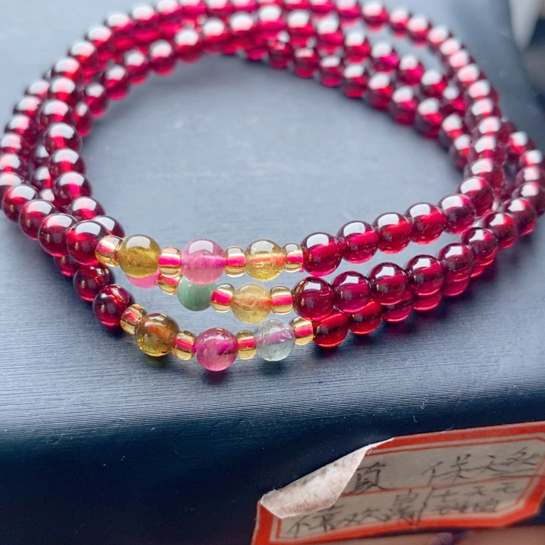 未镶嵌石榴石手链天然三生三世