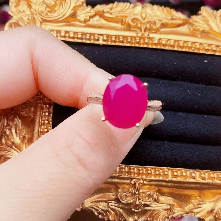 戒指红宝石银S925镶嵌