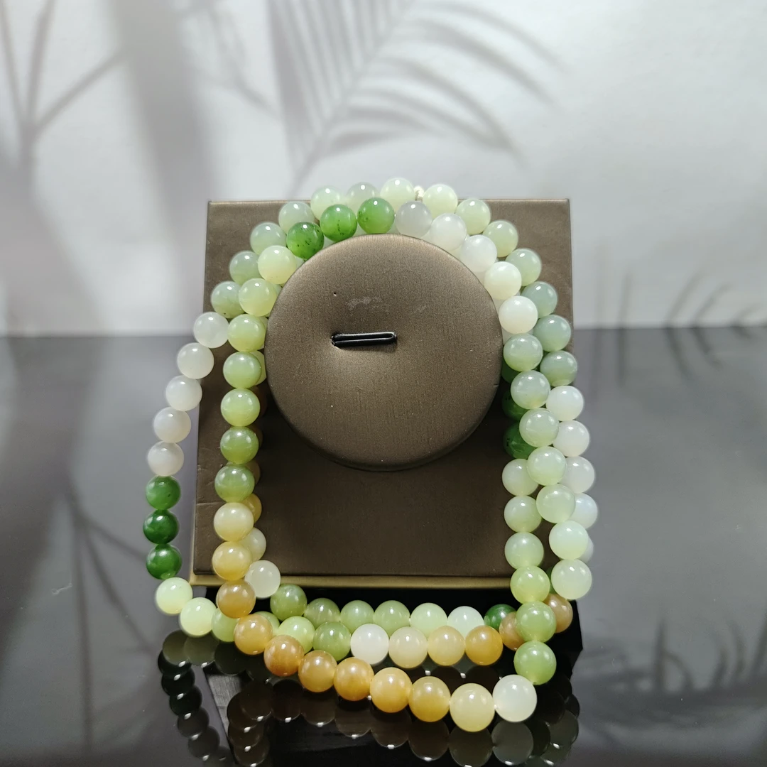 L和田玉108多宝圆珠吊坠链（卡8）4640