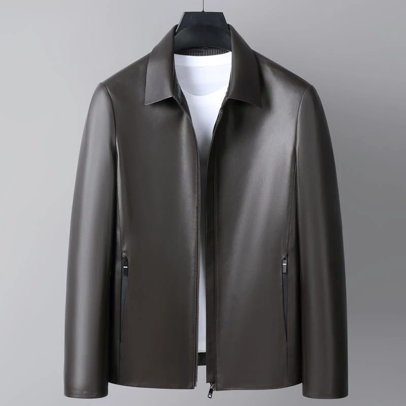 2025秋冬季新款真皮皮衣男士翻领绵羊皮夹克商务休闲中年皮外套