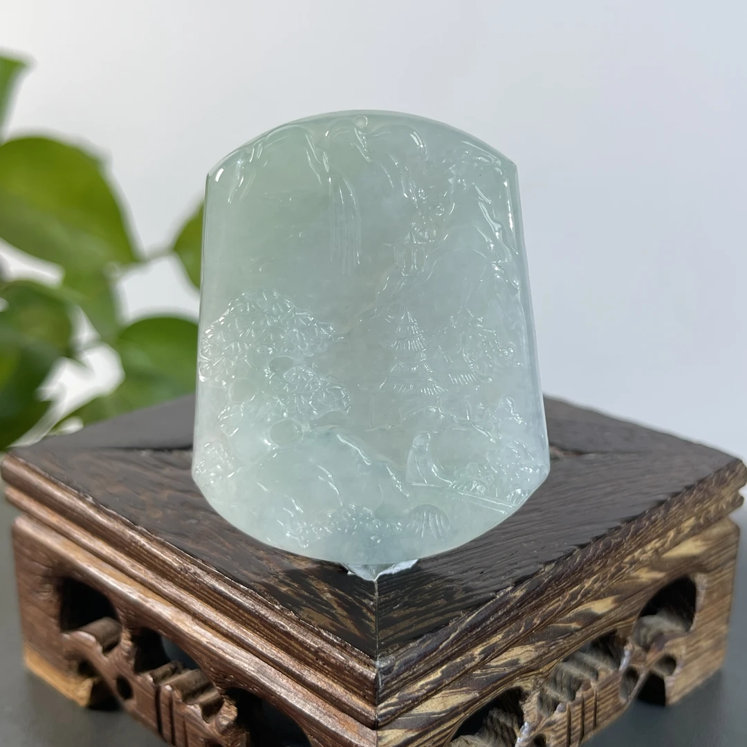 JXB21-117   天然翡翠缅甸A货  山水牌