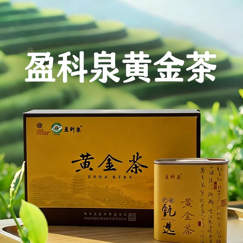 江西宜丰盈科泉黄金茶耐泡滋味鲜爽醇厚头采绿茶礼盒