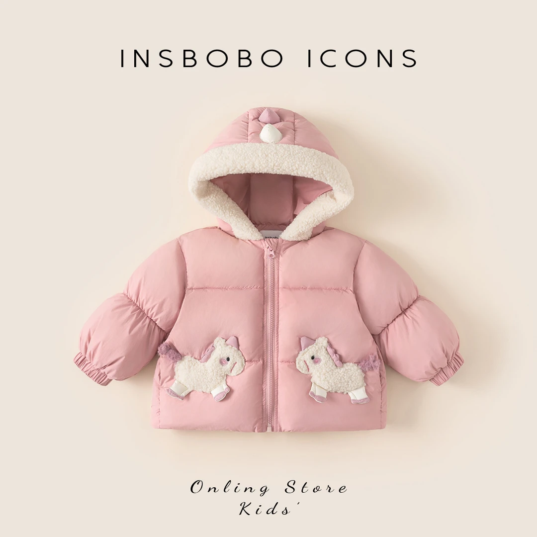 DY25335【冬】儿童外套（可爱卡通装饰连帽棉服）